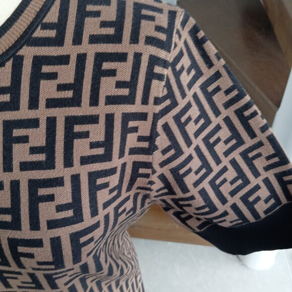 Fendi Brown FF Midi Dress - Picture 6 of 10